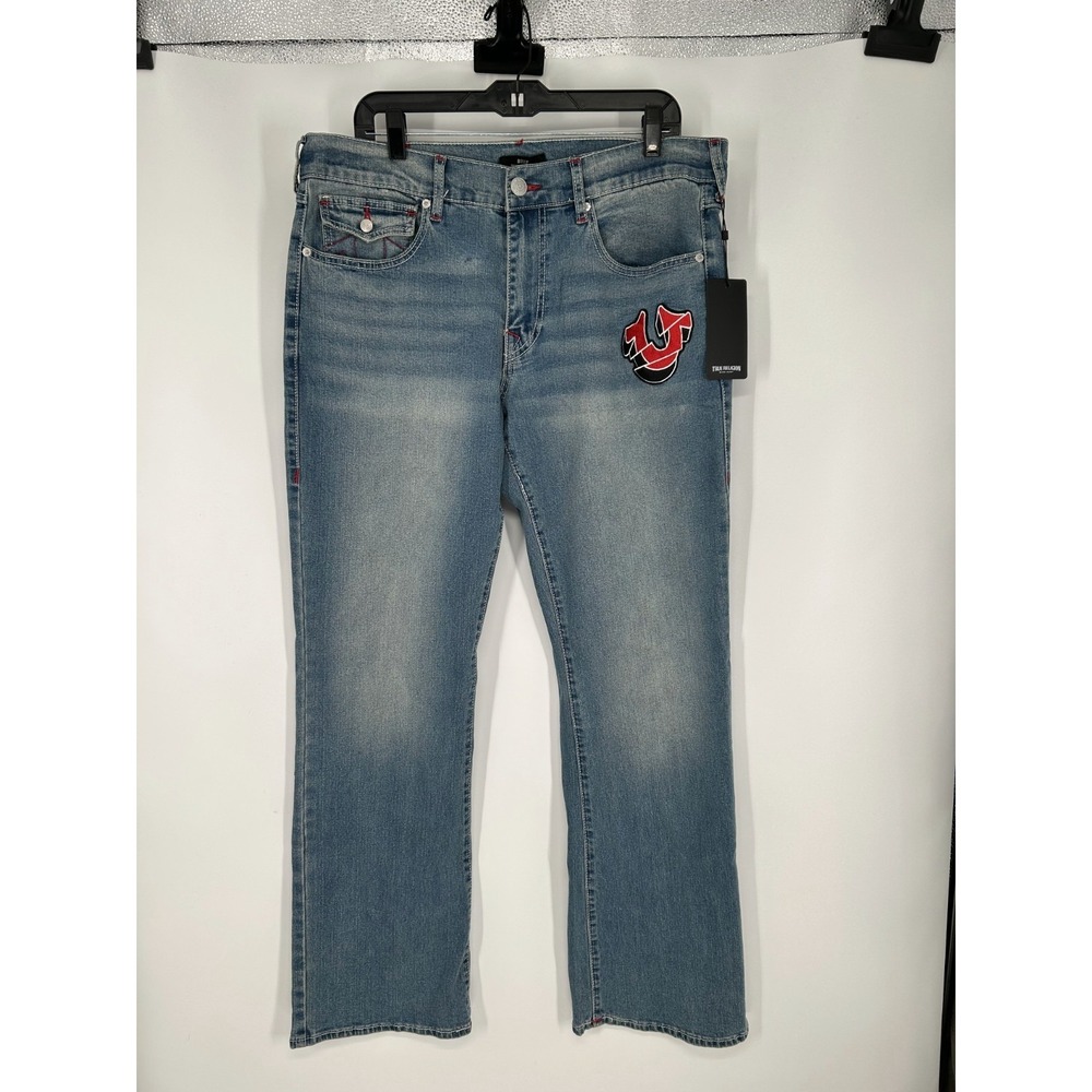 True Religion Billy Flap Bootcut Jeans Men's 36x34 Blue Denim Relaxed Fit